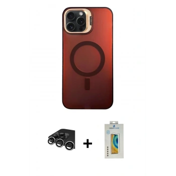 MARSİLYAN™- iPhone 14 Pro Max Kılıf Doruk Klasik Prime - Siyah Polymer Nano Ekran Koruyucu + Raze Metal Kamera Lens - GS
