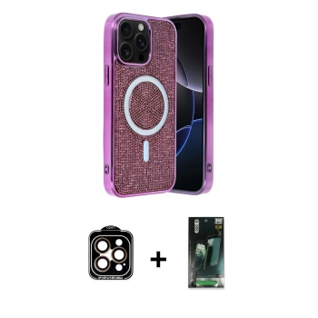 MARSİLYAN™- iPhone 14 Pro Max Kılıf Eksen Çizgi - Şeffaf 360 Full Body Arka Koruyucu + PVD Metal Kamera Lens - TU