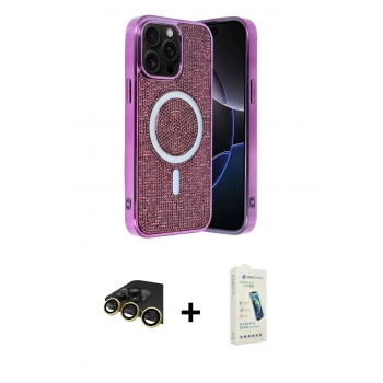 MARSİLYAN™- iPhone 14 Pro Max Kılıf Eksen Çizgi - Şeffaf Pasifik Cam Ekran Koruyucu + Raze Metal Kamera Lens - GD