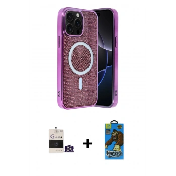 MARSİLYAN™- iPhone 14 Pro Max Kılıf Eksen Çizgi - Siyah 18D Cam Ekran Koruyucu + Bilvis Titan Kamera Lens - GS