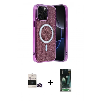 MARSİLYAN™- iPhone 14 Pro Max Kılıf Eksen Çizgi - Siyah 360 Mat Full Body Arka Koruyucu + Bilvis Titan Kamera Lens - GD