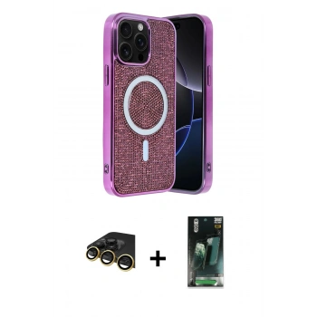 MARSİLYAN™- iPhone 14 Pro Max Kılıf Eksen Çizgi - Siyah 360 Mat Full Body Arka Koruyucu + Raze Metal Kamera Lens - GD