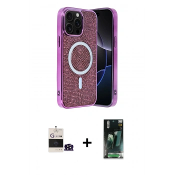 MARSİLYAN™- iPhone 14 Pro Max Kılıf Eksen Çizgi - Siyah 360 Mat Full Body Arka Koruyucu + Bilvis Titan Kamera Lens - SH