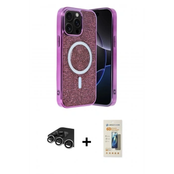 MARSİLYAN™- iPhone 14 Pro Max Kılıf Eksen Çizgi - Siyah 6D Mat Seramik Hayalet Nano Ekran Koruyucu + Raze Metal Kamera Lens - GS