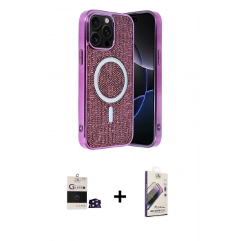 MARSİLYAN™- iPhone 14 Pro Max Kılıf Eksen Çizgi - Siyah Bilvis 3D Mat Cam Ekran Koruyucu + Bilvis Titan Kamera Lens - DNMR