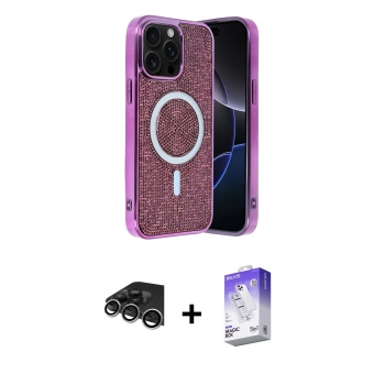 MARSİLYAN™- iPhone 14 Pro Max Kılıf Eksen Çizgi - Siyah Bilvis 5in1 3D Magic Cam Ekran Koruyucu + Raze Metal Kamera Lens - GS