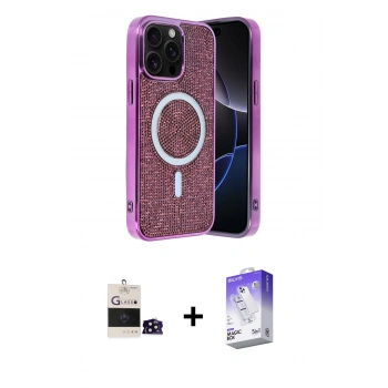 MARSİLYAN™- iPhone 14 Pro Max Kılıf Eksen Çizgi - Siyah Bilvis 5in1 3D Magic Cam Ekran Koruyucu + Bilvis Titan Kamera Lens - SH