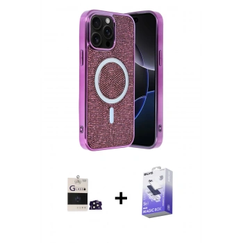 MARSİLYAN™- iPhone 14 Pro Max Kılıf Eksen Çizgi - Siyah Bilvis 5in1 5D Magic Hayalet Cam Ekran Koruyucu + Bilvis Titan Kamera Lens - DNMR