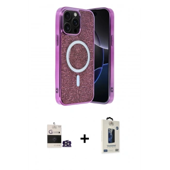 MARSİLYAN™- iPhone 14 Pro Max Kılıf Eksen Çizgi - Siyah Bilvis Hayalet Cam Ekran Koruyucu + Bilvis Titan Kamera Lens - GS