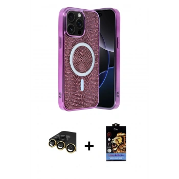 MARSİLYAN™- iPhone 14 Pro Max Kılıf Eksen Çizgi - Siyah Buffer Hayalet Cam Ekran Koruyucu + Raze Metal Kamera Lens - GD