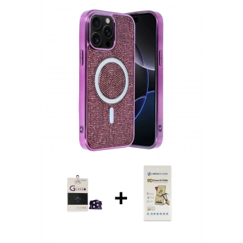 MARSİLYAN™- iPhone 14 Pro Max Kılıf Eksen Çizgi - Siyah Mat Seramik Nano Ekran Koruyucu + Bilvis Titan Kamera Lens - SH