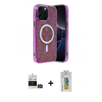 MARSİLYAN™- iPhone 14 Pro Max Kılıf Eksen Çizgi - Siyah Polymer Nano Ekran Koruyucu + Bilvis Titan Kamera Lens - GS