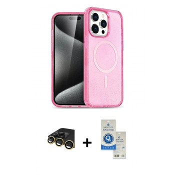 MARSİLYAN™- iPhone 14 Pro Max Kılıf Eksen Doku Koleksiyonu - Şeffaf Royal Nano Ekran Koruyucu + Raze Metal Kamera Lens - GD