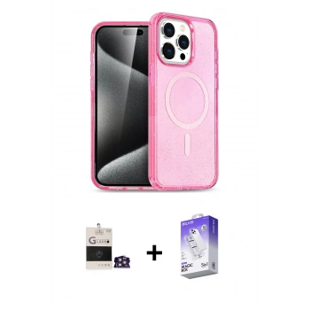 MARSİLYAN™- iPhone 14 Pro Max Kılıf Eksen Doku Koleksiyonu - Siyah Bilvis 5in1 3D Magic Cam Ekran Koruyucu + Bilvis Titan Kamera Lens - GS