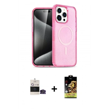 MARSİLYAN™- iPhone 14 Pro Max Kılıf Eksen Doku Koleksiyonu - Siyah Buffer Cam Ekran Koruyucu + Bilvis Titan Kamera Lens - SH