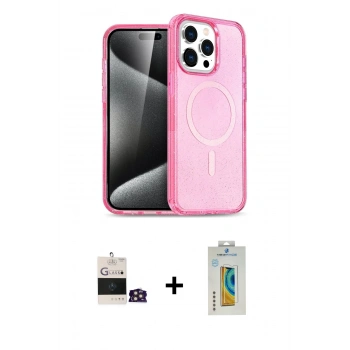 MARSİLYAN™- iPhone 14 Pro Max Kılıf Eksen Doku Koleksiyonu - Siyah Polymer Nano Ekran Koruyucu + Bilvis Titan Kamera Lens - GD