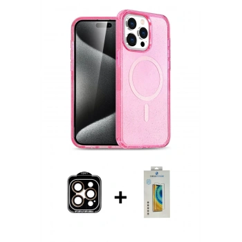 MARSİLYAN™- iPhone 14 Pro Max Kılıf Eksen Doku Koleksiyonu - Siyah Polymer Nano Ekran Koruyucu + PVD Metal Kamera Lens - TU