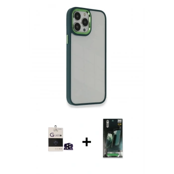 MARSİLYAN™- iPhone 14 Pro Max Kılıf Eksen Doku Prime - Şeffaf 360 Full Body Arka Koruyucu + Bilvis Titan Kamera Lens - SH