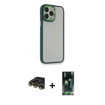 MARSİLYAN™- iPhone 14 Pro Max Kılıf Eksen Doku Prime - Şeffaf 360 Full Body Arka Koruyucu + Raze Metal Kamera Lens - GD