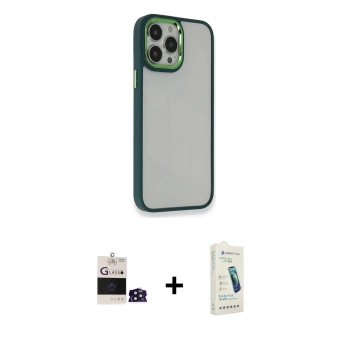 MARSİLYAN™- iPhone 14 Pro Max Kılıf Eksen Doku Prime - Şeffaf Pasifik Cam Ekran Koruyucu + Bilvis Titan Kamera Lens - DNMR