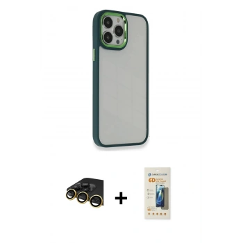 MARSİLYAN™- iPhone 14 Pro Max Kılıf Eksen Doku Prime - Siyah 6D Mat Seramik Hayalet Nano Ekran Koruyucu + Raze Metal Kamera Lens - GD