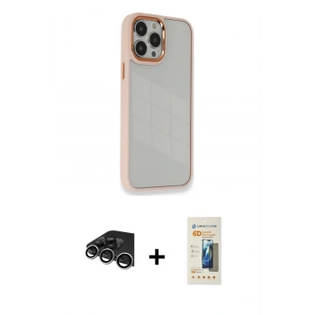 MARSİLYAN™- iPhone 14 Pro Max Kılıf Eksen Doku Prime - Siyah 6D Mat Seramik Hayalet Nano Ekran Koruyucu + Raze Metal Kamera Lens - GS