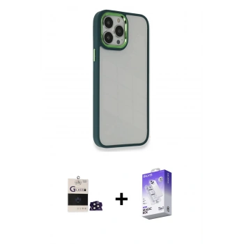 MARSİLYAN™- iPhone 14 Pro Max Kılıf Eksen Doku Prime - Siyah Bilvis 5in1 3D Magic Cam Ekran Koruyucu + Bilvis Titan Kamera Lens - DNMR