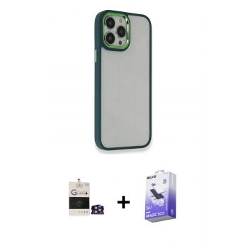 MARSİLYAN™- iPhone 14 Pro Max Kılıf Eksen Doku Prime - Siyah Bilvis 5in1 5D Magic Hayalet Cam Ekran Koruyucu + Bilvis Titan Kamera Lens - GS