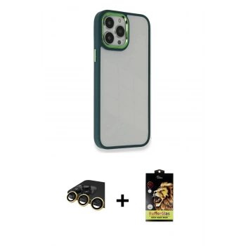 MARSİLYAN™- iPhone 14 Pro Max Kılıf Eksen Doku Prime - Siyah Buffer Cam Ekran Koruyucu + Raze Metal Kamera Lens - GD