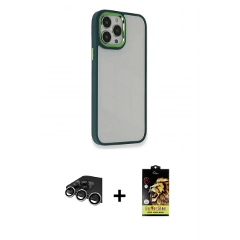 MARSİLYAN™- iPhone 14 Pro Max Kılıf Eksen Doku Prime - Siyah Buffer Cam Ekran Koruyucu + Raze Metal Kamera Lens - GS