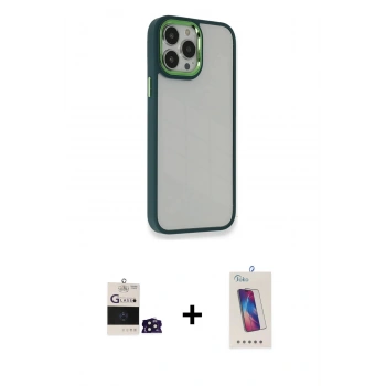 MARSİLYAN™- iPhone 14 Pro Max Kılıf Eksen Doku Prime - Siyah Joko 5D Cam + Bilvis Titan Kamera Lens - DNMR