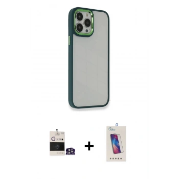 MARSİLYAN™- iPhone 14 Pro Max Kılıf Eksen Doku Prime - Siyah Joko 5D Cam + Bilvis Titan Kamera Lens - GS