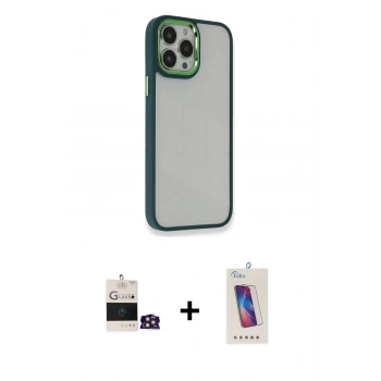 MARSİLYAN™- iPhone 14 Pro Max Kılıf Eksen Doku Prime - Siyah Joko 5D Cam + Bilvis Titan Kamera Lens - GD