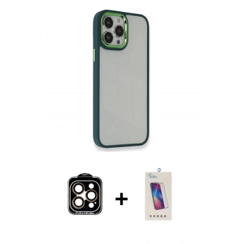 MARSİLYAN™- iPhone 14 Pro Max Kılıf Eksen Doku Prime - Siyah Joko 5D Cam + PVD Metal Kamera Lens - TU