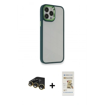 MARSİLYAN™- iPhone 14 Pro Max Kılıf Eksen Doku Prime - Siyah Mat Seramik Nano Ekran Koruyucu + Raze Metal Kamera Lens - GD