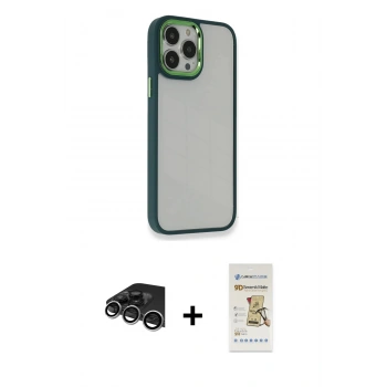 MARSİLYAN™- iPhone 14 Pro Max Kılıf Eksen Doku Prime - Siyah Mat Seramik Nano Ekran Koruyucu + Raze Metal Kamera Lens - GS