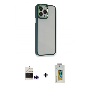 MARSİLYAN™- iPhone 14 Pro Max Kılıf Eksen Doku Prime - Siyah Polymer Nano Ekran Koruyucu + Bilvis Titan Kamera Lens - SH