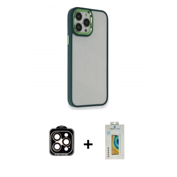 MARSİLYAN™- iPhone 14 Pro Max Kılıf Eksen Doku Prime - Siyah Polymer Nano Ekran Koruyucu + PVD Metal Kamera Lens - TU