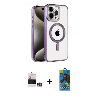 MARSİLYAN™- iPhone 14 Pro Max Kılıf Eksen Form Koleksiyonu - Siyah 18D Cam Ekran Koruyucu + Bilvis Titan Kamera Lens - GS