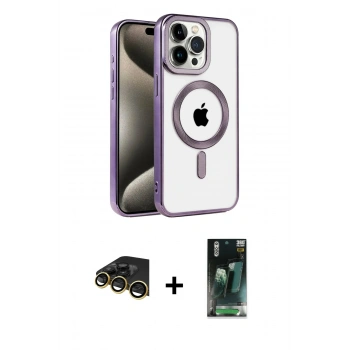 MARSİLYAN™- iPhone 14 Pro Max Kılıf Eksen Form Koleksiyonu - Siyah 360 Mat Full Body Arka Koruyucu + Raze Metal Kamera Lens - GD