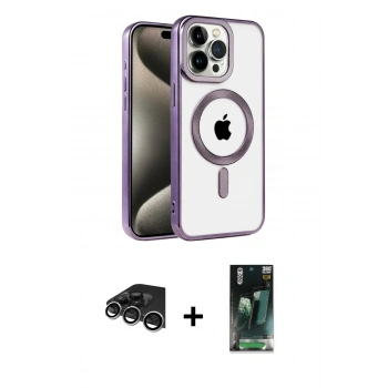 MARSİLYAN™- iPhone 14 Pro Max Kılıf Eksen Form Koleksiyonu - Siyah 360 Mat Full Body Arka Koruyucu + Raze Metal Kamera Lens - GS