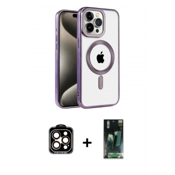 MARSİLYAN™- iPhone 14 Pro Max Kılıf Eksen Form Koleksiyonu - Siyah 360 Mat Full Body Arka Koruyucu + PVD Metal Kamera Lens - TU
