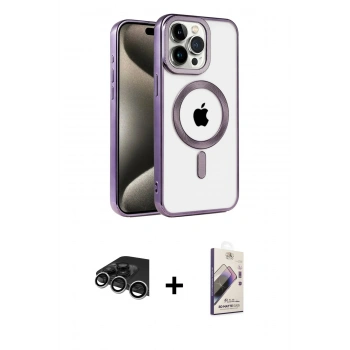 MARSİLYAN™- iPhone 14 Pro Max Kılıf Eksen Form Koleksiyonu - Siyah Bilvis 3D Mat Cam Ekran Koruyucu + Raze Metal Kamera Lens - GS