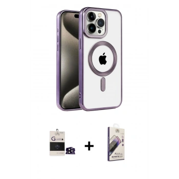 MARSİLYAN™- iPhone 14 Pro Max Kılıf Eksen Form Koleksiyonu - Siyah Bilvis 3D Mat Cam Ekran Koruyucu + Bilvis Titan Kamera Lens - SH