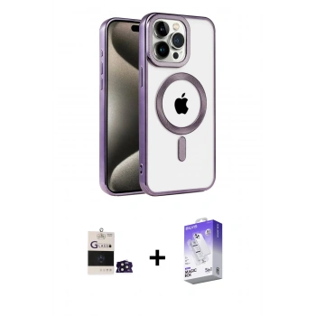 MARSİLYAN™- iPhone 14 Pro Max Kılıf Eksen Form Koleksiyonu - Siyah Bilvis 5in1 3D Magic Cam Ekran Koruyucu + Bilvis Titan Kamera Lens - DNMR