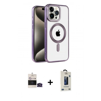 MARSİLYAN™- iPhone 14 Pro Max Kılıf Eksen Form Koleksiyonu - Siyah Bilvis Hayalet Cam Ekran Koruyucu + Bilvis Titan Kamera Lens - SH