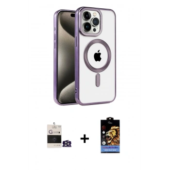 MARSİLYAN™- iPhone 14 Pro Max Kılıf Eksen Form Koleksiyonu - Siyah Buffer Hayalet Cam Ekran Koruyucu + Bilvis Titan Kamera Lens - GS