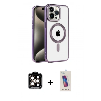 MARSİLYAN™- iPhone 14 Pro Max Kılıf Eksen Form Koleksiyonu - Siyah Joko 5D Cam + PVD Metal Kamera Lens - TU