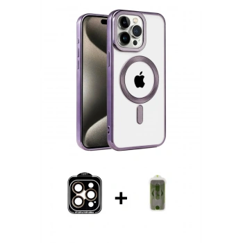 MARSİLYAN™- iPhone 14 Pro Max Kılıf Eksen Form Koleksiyonu - Siyah Joko Magic 5D Hayalet Cam + PVD Metal Kamera Lens - TU