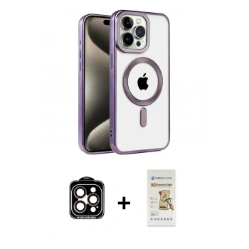 MARSİLYAN™- iPhone 14 Pro Max Kılıf Eksen Form Koleksiyonu - Siyah Mat Seramik Nano Ekran Koruyucu + PVD Metal Kamera Lens - TU